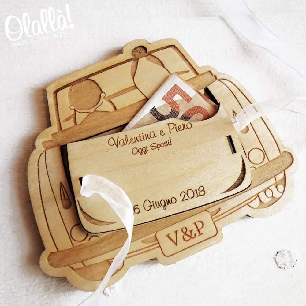 Macchinina Portasoldi Personalizzata Legno Regalo Matrimonio2 1