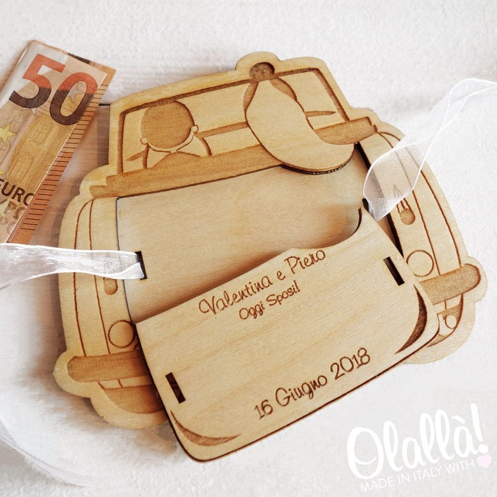 Macchinina Portasoldi Personalizzata Legno Regalo Matrimonio5