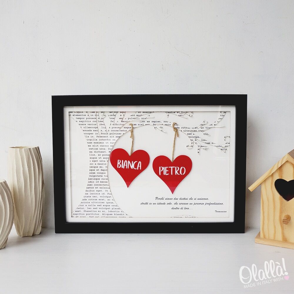 Quadro Cuori Carta Personalizzato Coppia Regalo 7