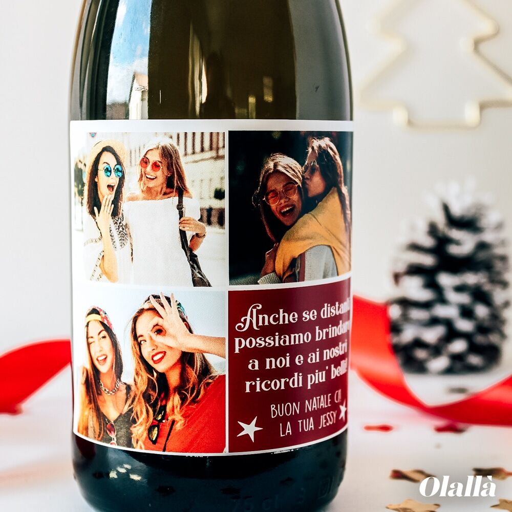Bottiglia Vino Natale Personalizzata Foto Amiche3
