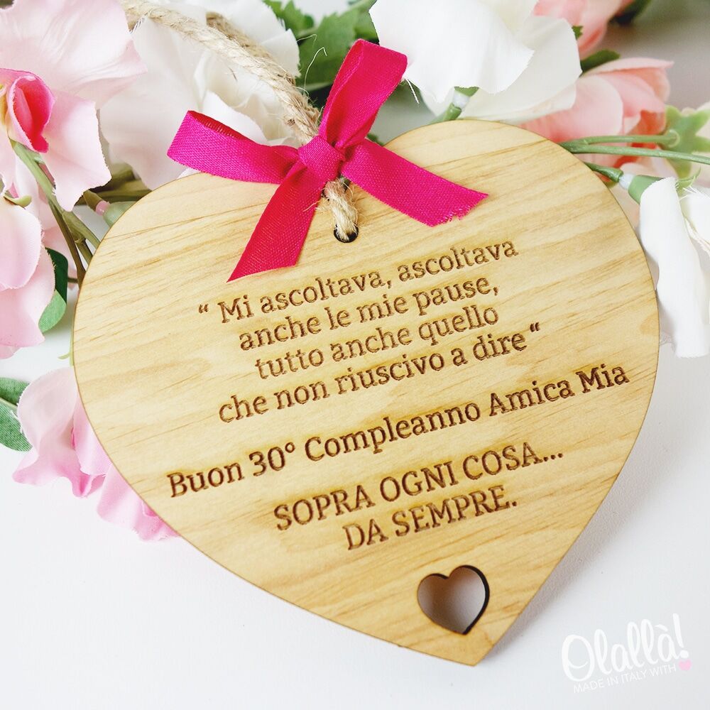 Targhetta Cuore Amicizia Legno Regalo Personalizzato Dedica 1