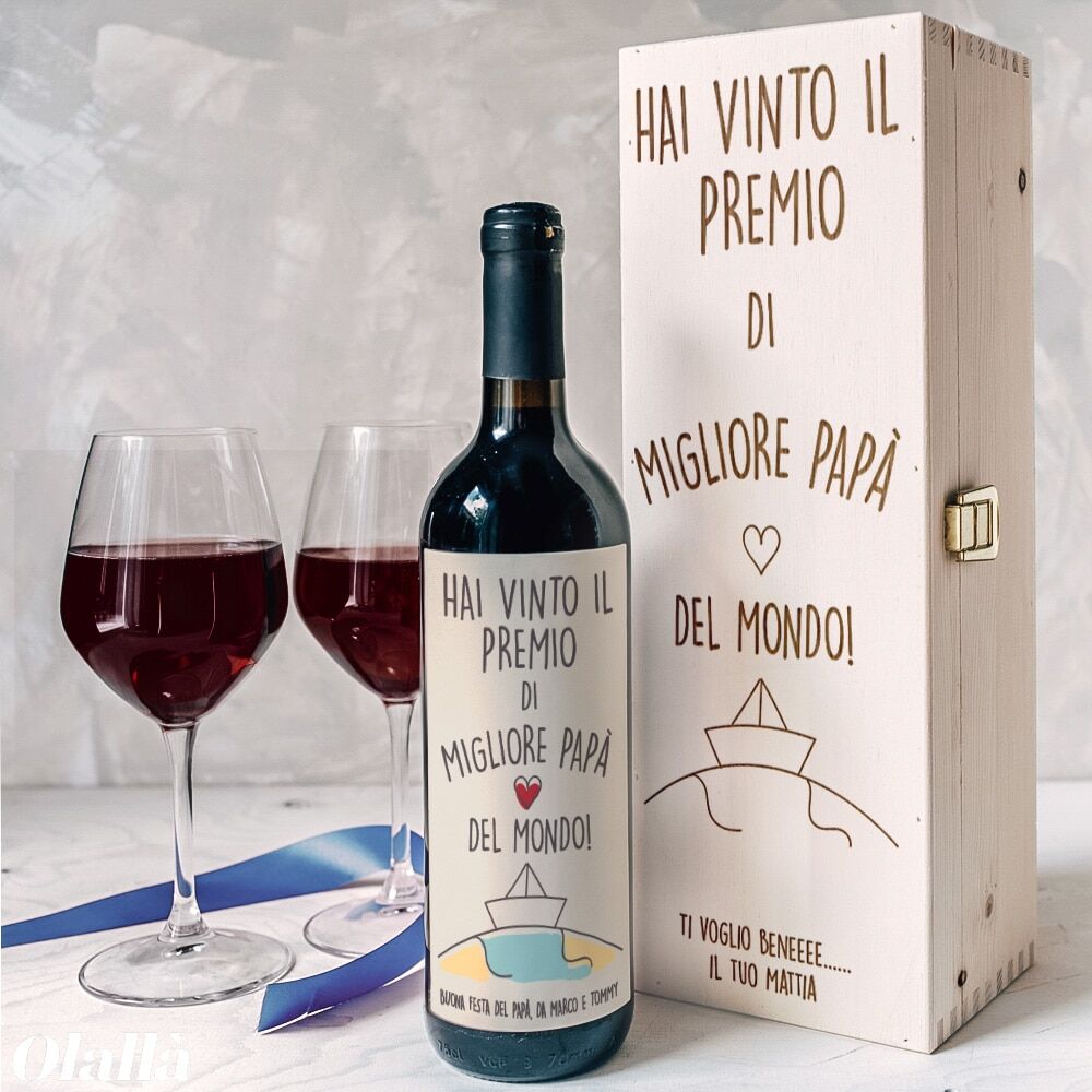 Cassettina BOTTIGLIA VINO BARCHETTA PAPA MIGLIORE MONDO