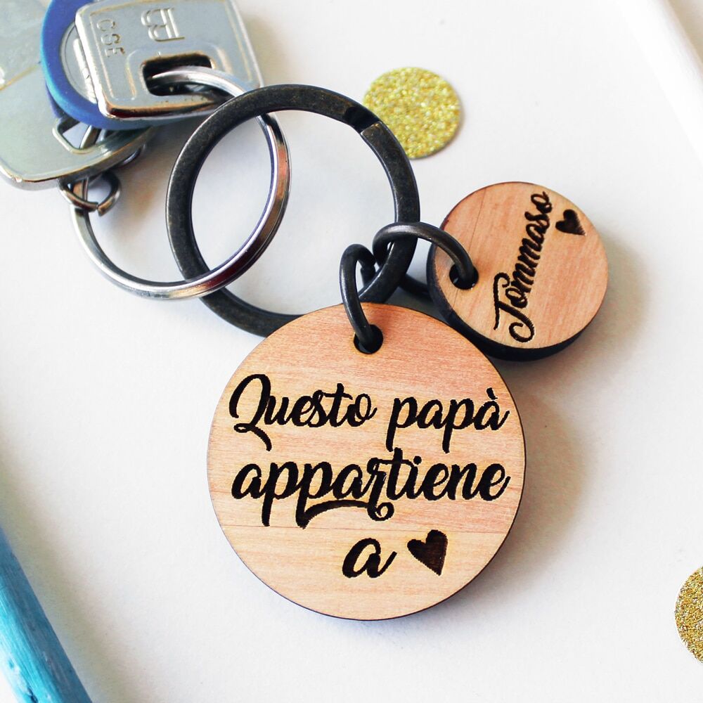 Portachiavi Legno Festa Papa Personalizzato 1