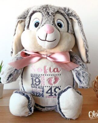 Coniglio Peluche Personalizzato Dati Nascita Regalo