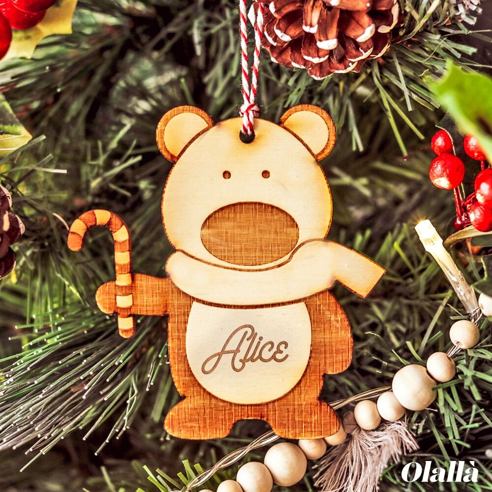 Pallina Decorazione Orsetto Albero Personalizzata Nome