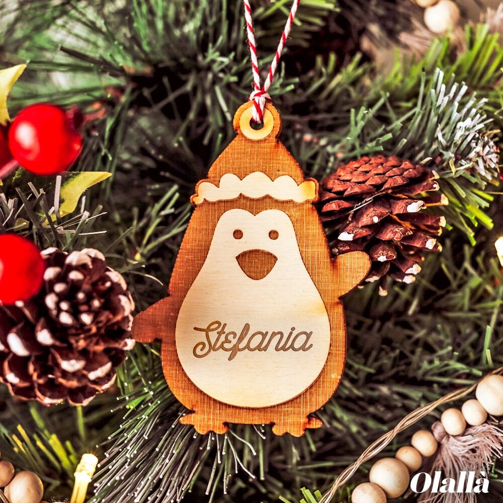 Pallina Decorazione Pinguino Albero Personalizzata Nome2
