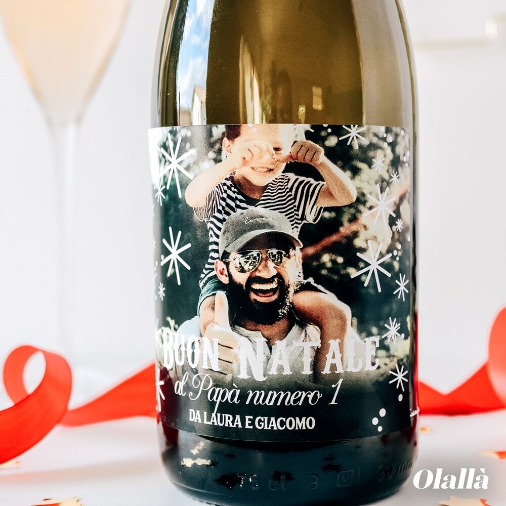 Bottiglia Vino Natale Personalizzata Foto Fiocchi Neve21