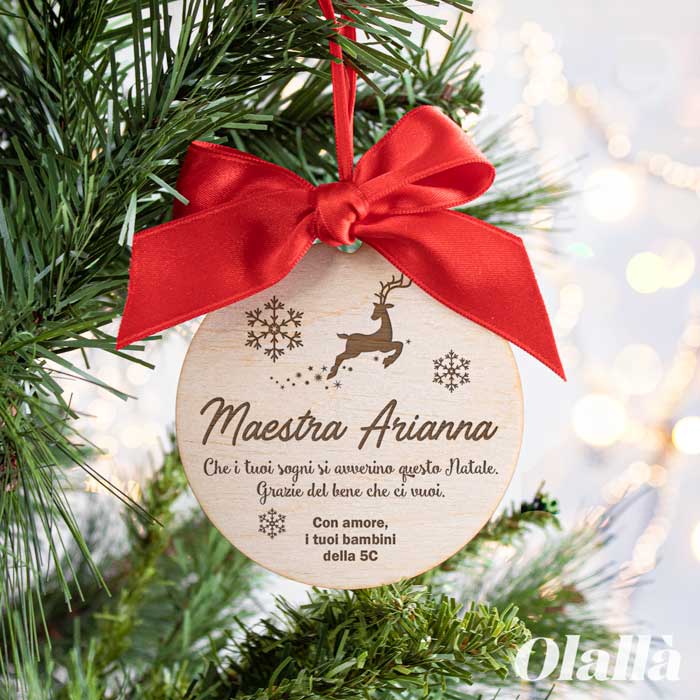 Decorazione Pallina Albero Addobbo Maestra Renne