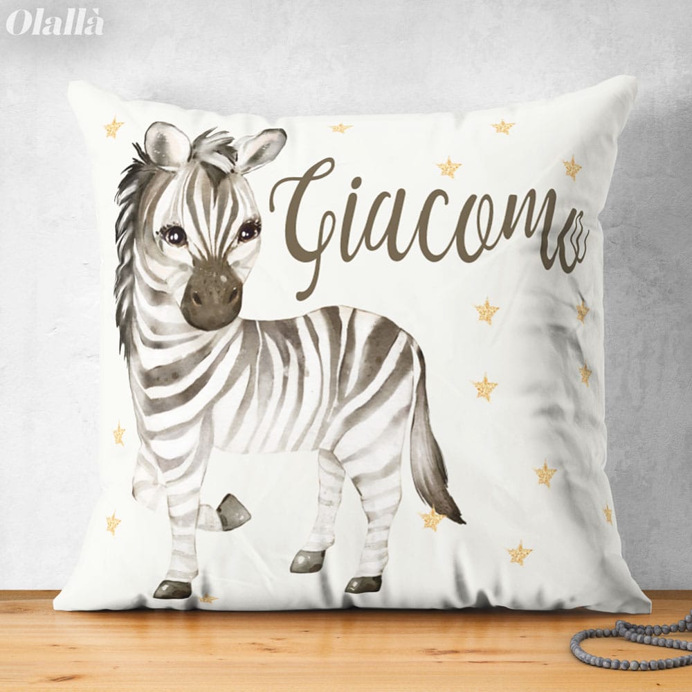 Cuscino Zebra Nome Stelline Beige