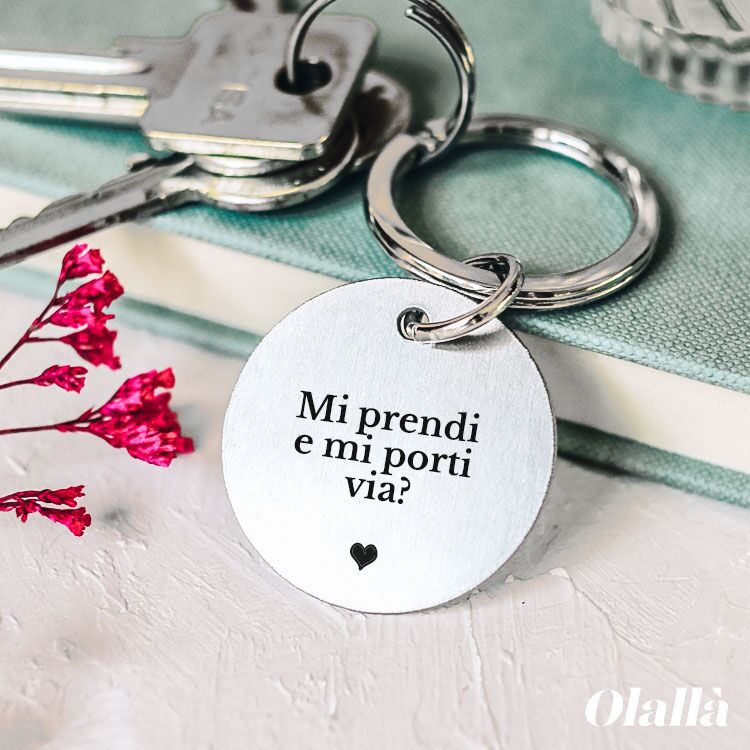 Portachiavi Acciaio Tondo Frase Amoree3