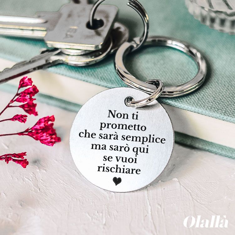 Portachiavi Acciaio Tondo Frase Amoreer2y32
