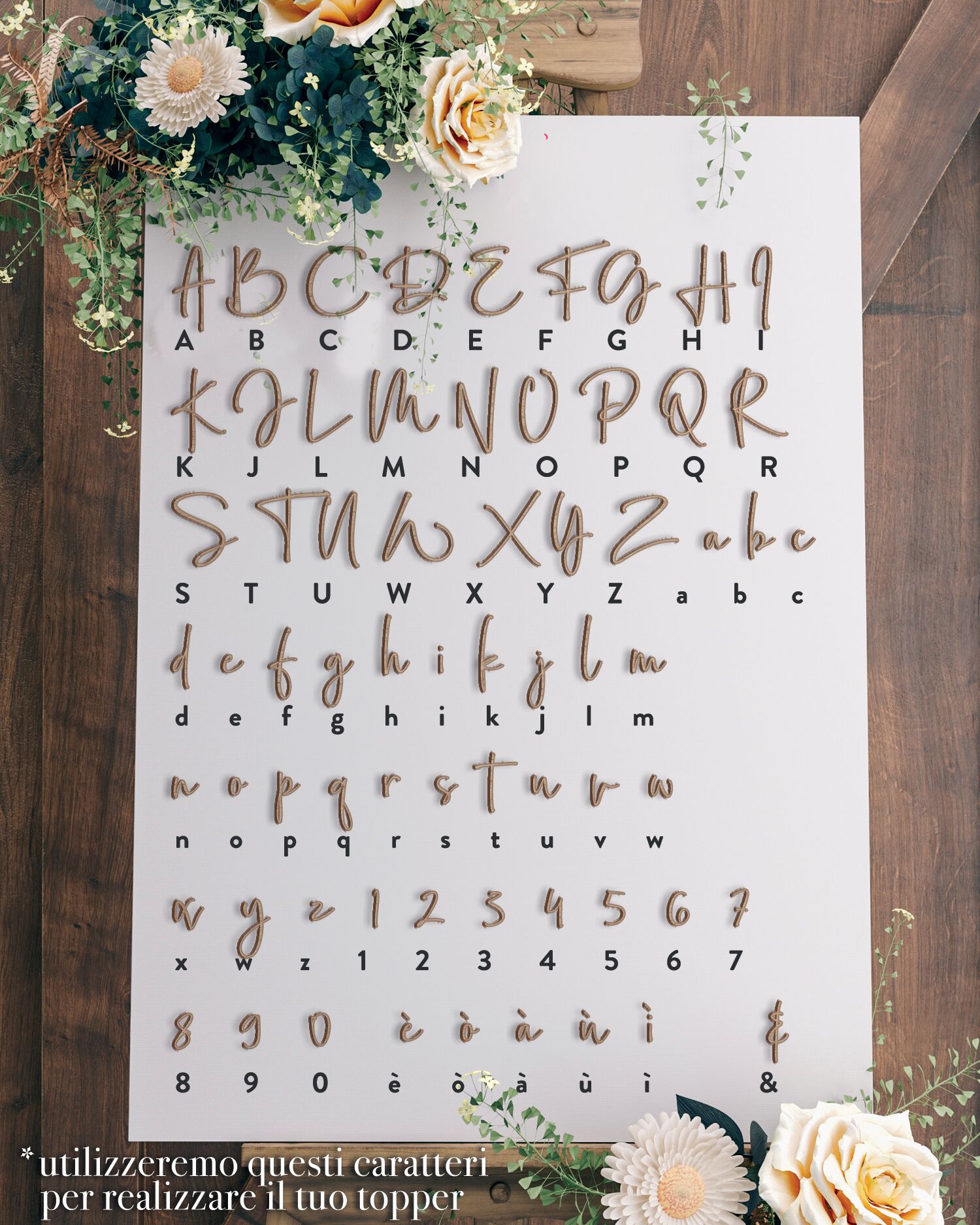 Caratteri Cake Toppers Legenda Bollivia Rosilla Script