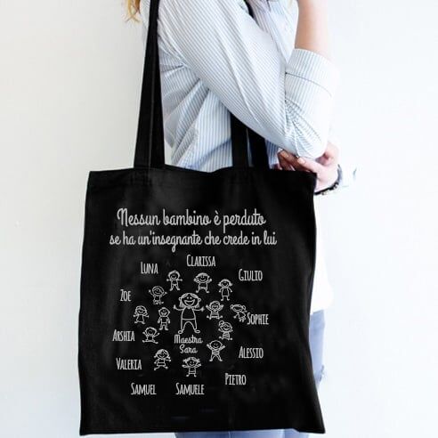 Shopper Maestra Bambini Ritratto Nomi Personalizzato2