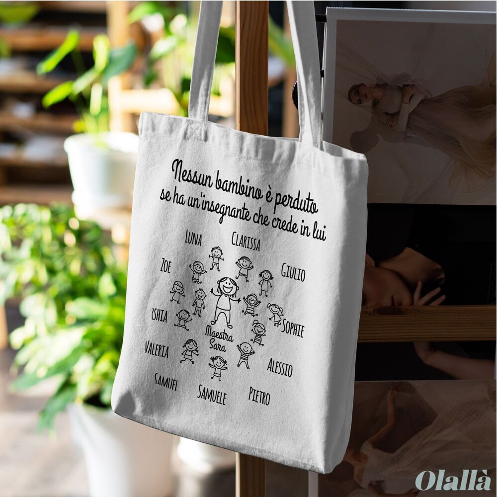 Shopper Maestra Bambini Ritratto Nomi Personalizzatow2