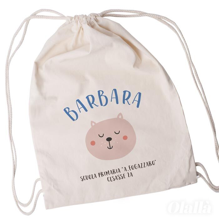 Zainetto Sacca Nome Personalizzato Gatto