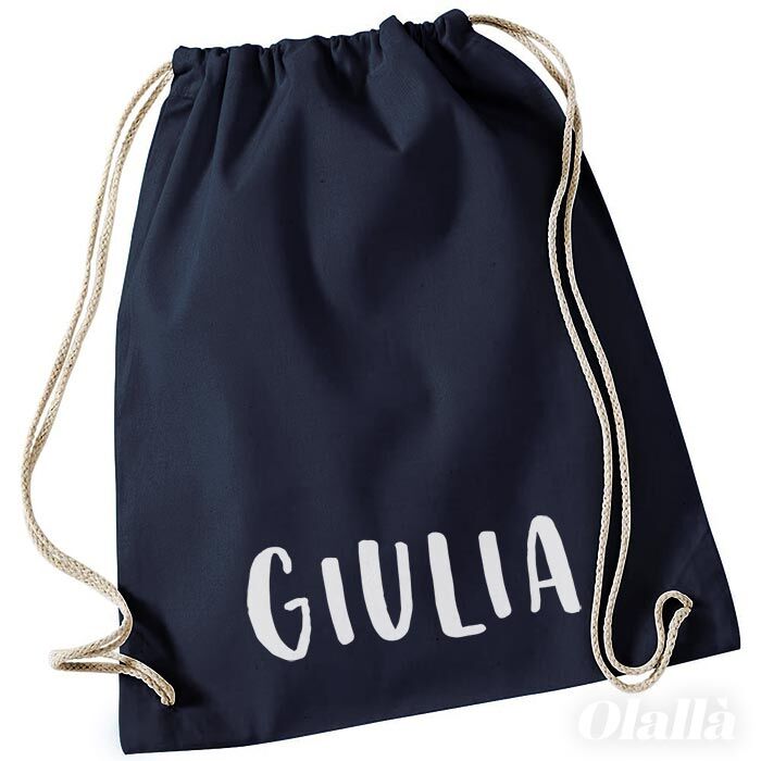 Zainetto Sacca Personalizzato Nome Blu Scuro05