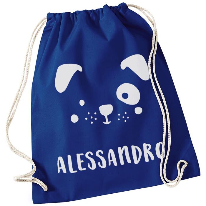 Zainetto Sacca Personalizzato Nome Cane Blu