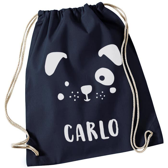 Zainetto Sacca Personalizzato Nome Cane Bluscuro