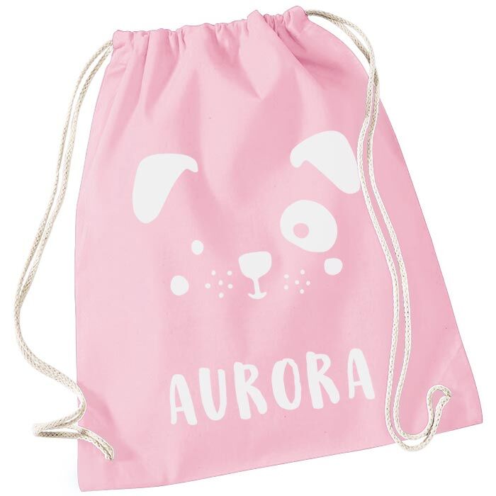 Zainetto Sacca Personalizzato Nome Cane Rosa