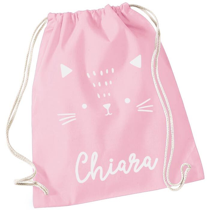 Zainetto Sacca Personalizzato Nome Gatto Rosa