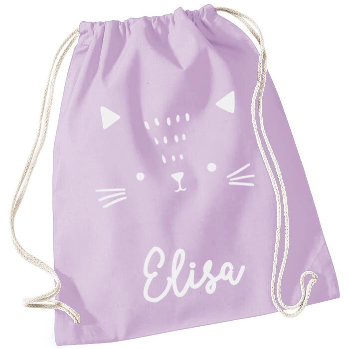 Zainetto Sacca Personalizzato Nome Gatto Viola