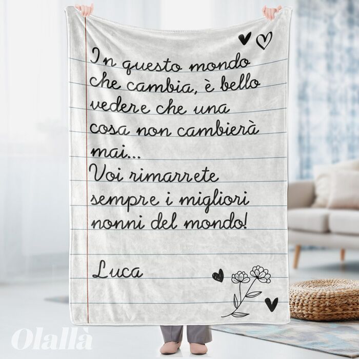 Coperta Pile Lettera Regalo Nonni