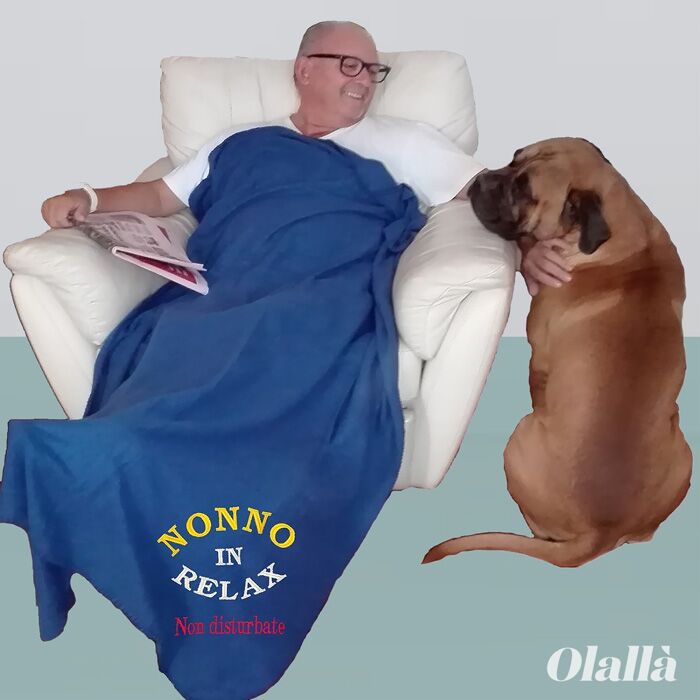 Copertina Plaid Ricamato Regalo Nonno In Relax