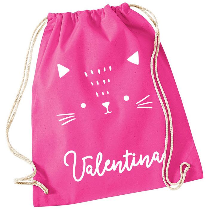 Zainetto Sacca Personalizzato Nome Bambina Gatto