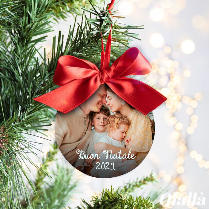 Pallina Natale Foto Regalo Personalizzato Famiglia