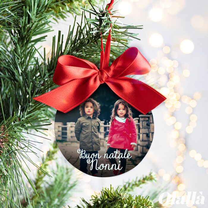 Pallina Natale Foto Regalo Personalizzato Nonni