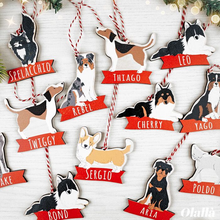 Targhette Cagnolini Palline Albero Natale