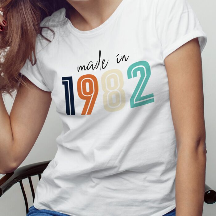 T SHIRT ANNO NASCITA COLORATO ANNI 80