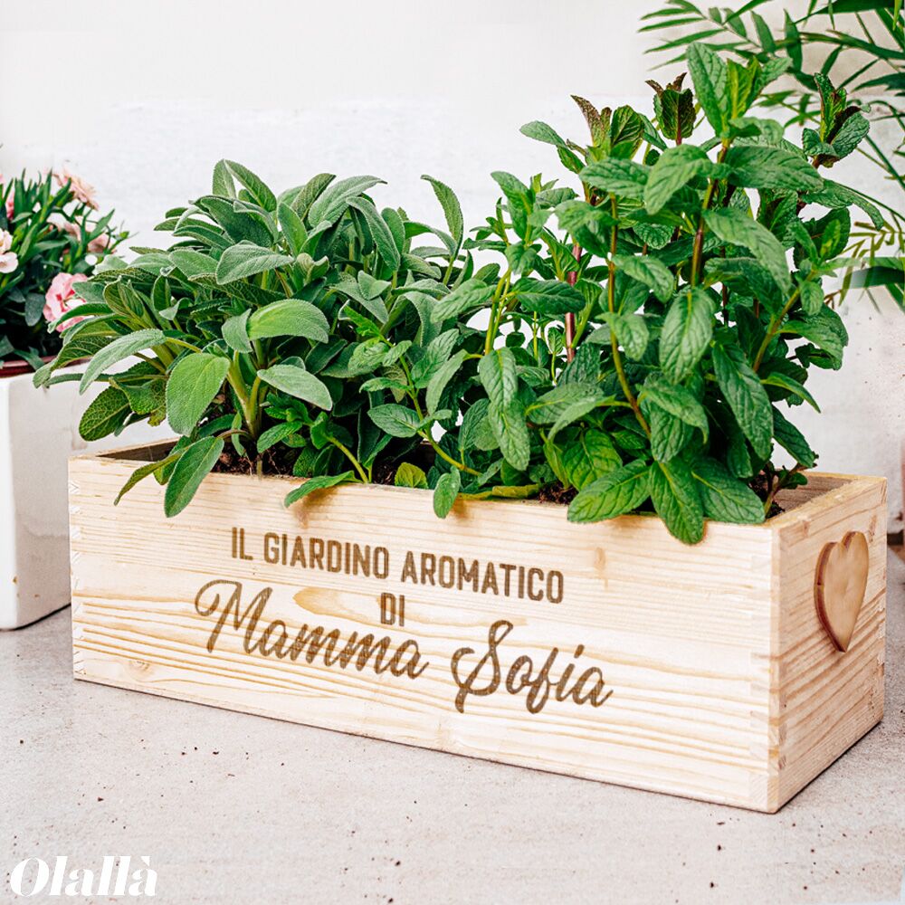 Cassettina Legno Erbe Aromatiche Personalizzatae