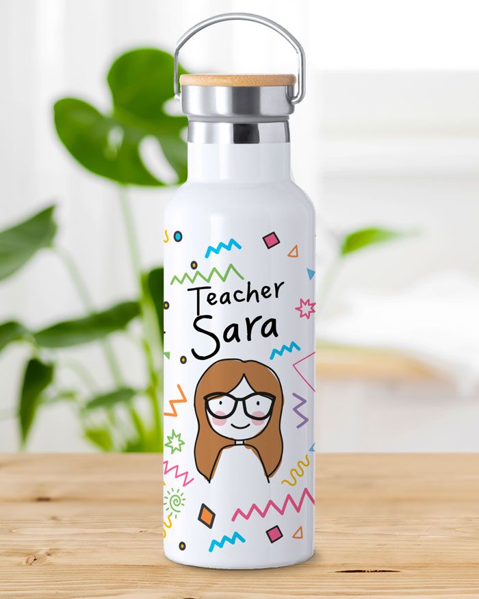 Borraccia Personalizzata Ritratto Regalo Maestra Inglese