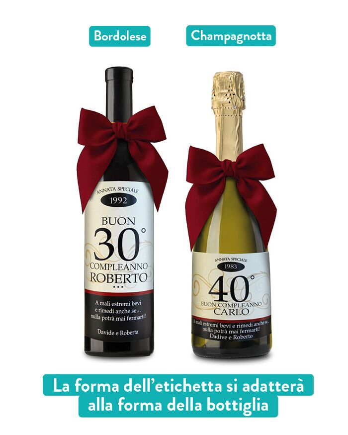 Bottiglia Vino Festa Regalo Personalizzato Divertente Compleanno Annata Speciale Vintage