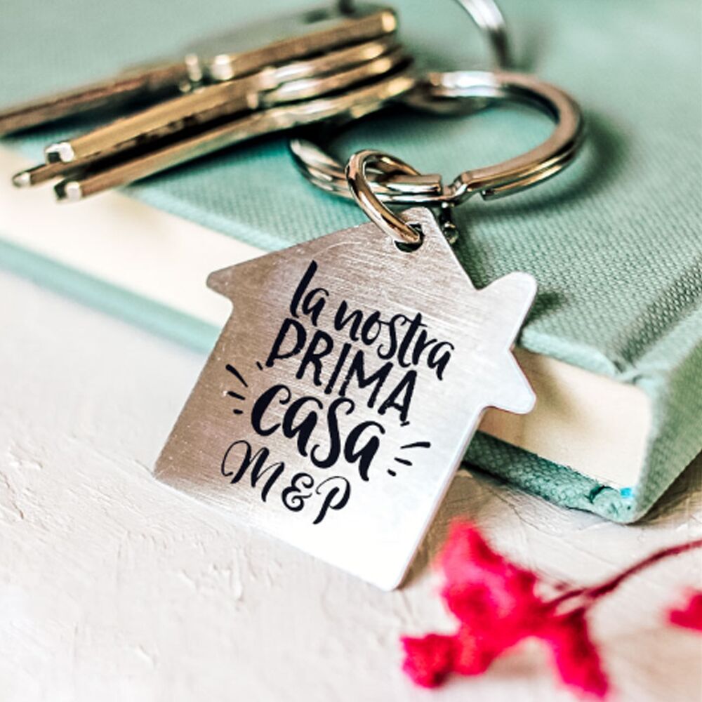 Portachiavi Casa Metallo Idea Regalo Personalizzata Acciaio