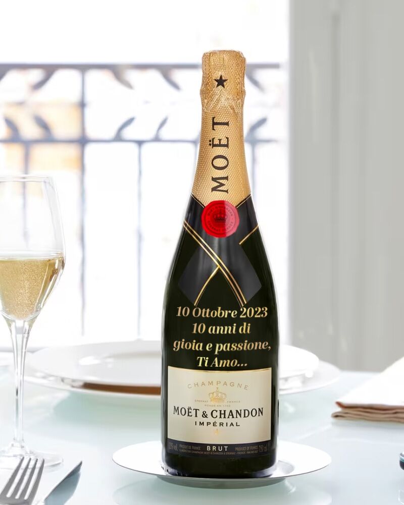 Champagne Moet Chandon Personalizzato Scritta Auguri Anniversario