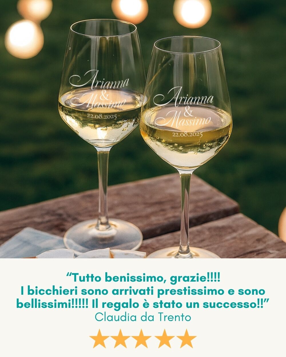 Bicchieri Incisi Nomi Sposi Data Anniversario Calici Vino Personalizzati 13