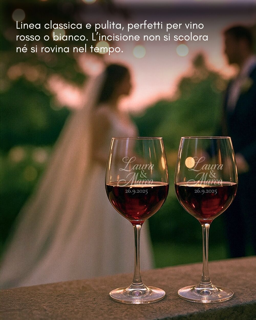 Bicchieri Incisi Nomi Sposi Data Anniversario Calici Vino Personalizzati 5
