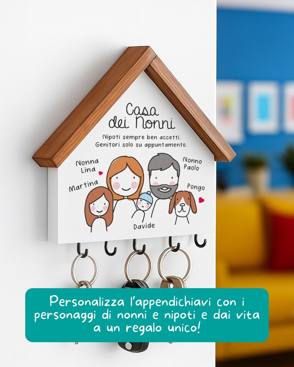 Casetta Appendichiavi Con Omini Idea Regalo Festa Dei Nonni 1