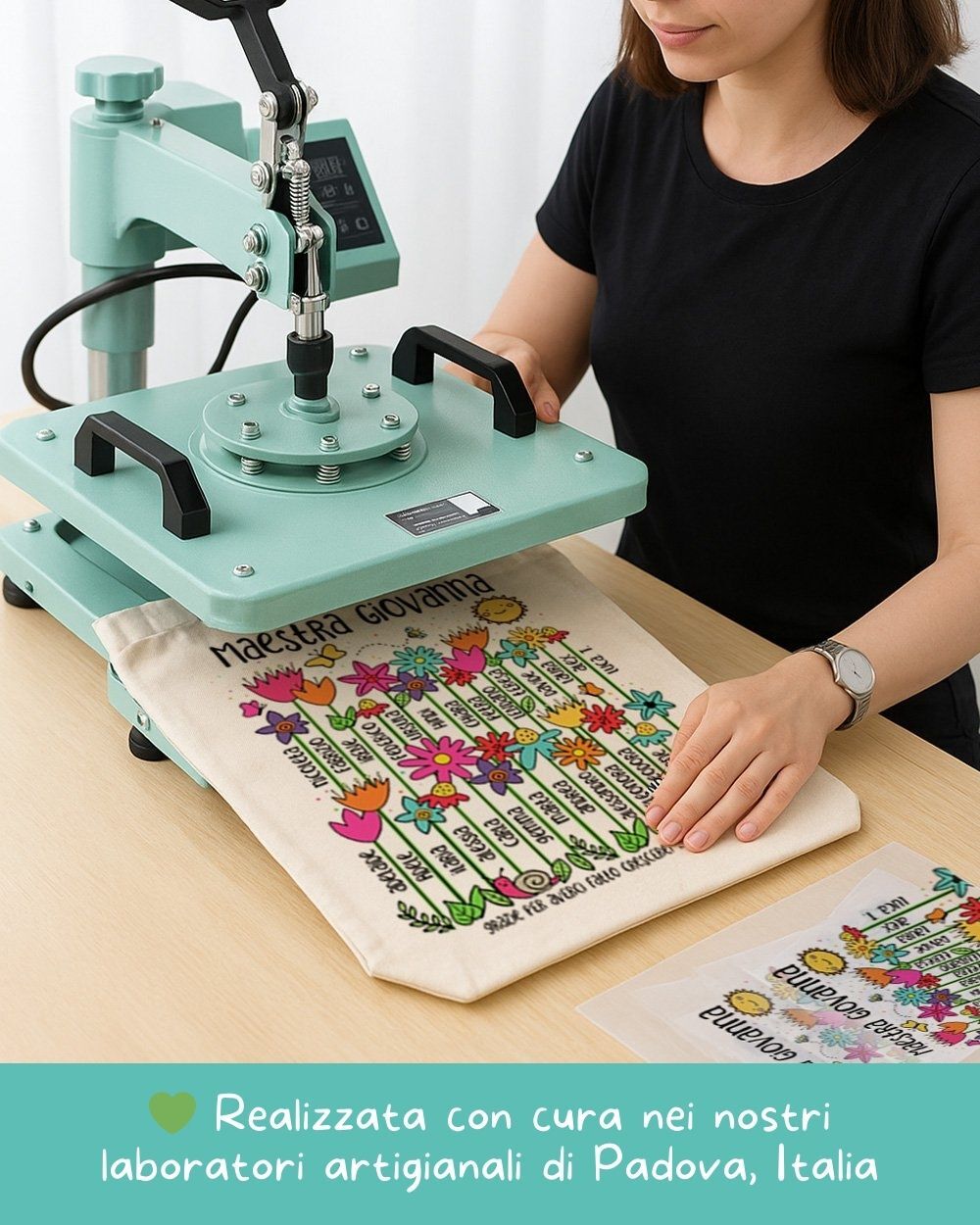 Borsa Per Maestra Personalizzata Con Fiori Nomi Bambini 4