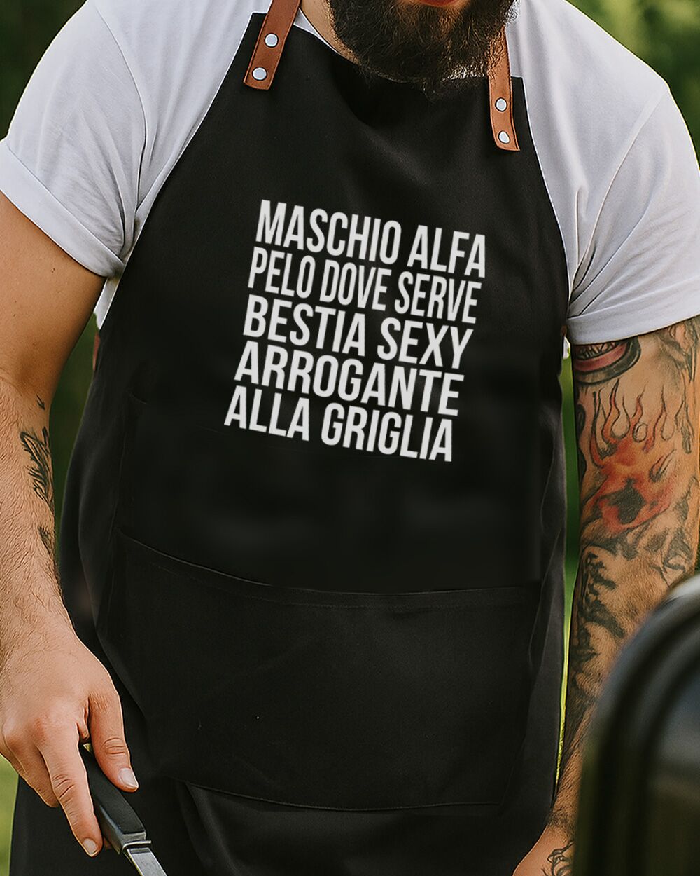 GREMBIULE Divertente Stampa Maschio Alfa Griglia