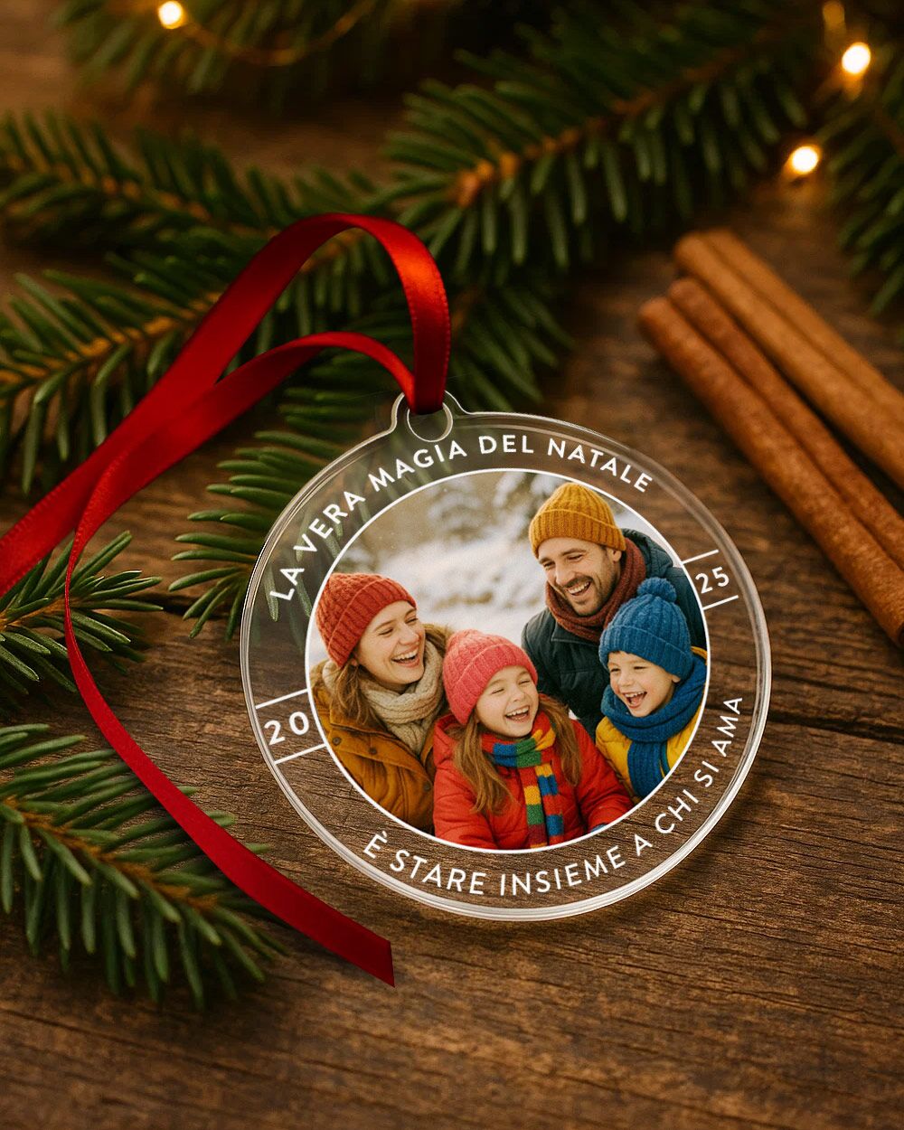 Pallina Personalizzata Foto Dedica Decorazione Natale Fiocco03