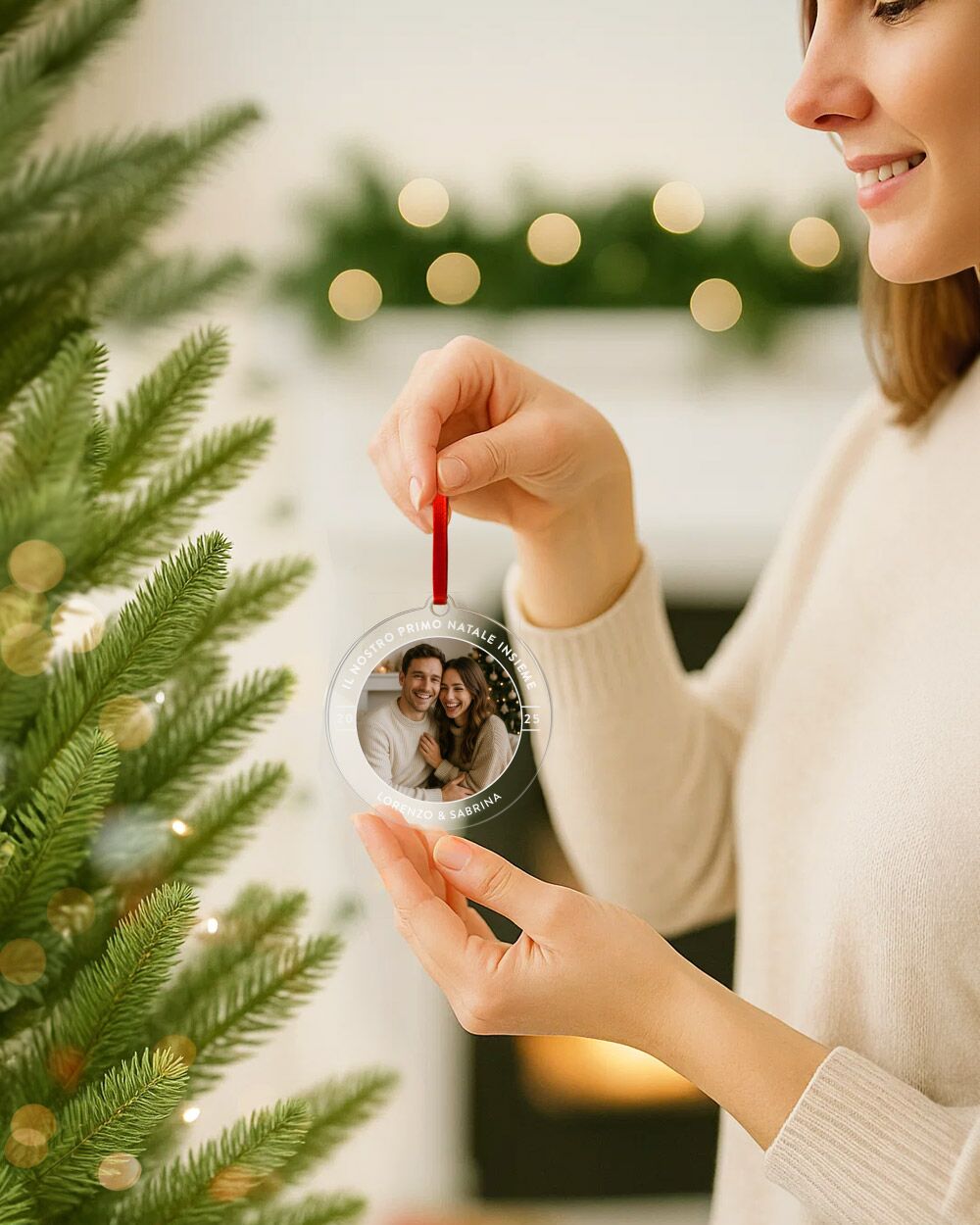 Pallina Personalizzata Foto Dedica Decorazione Natale Fiocco05 1