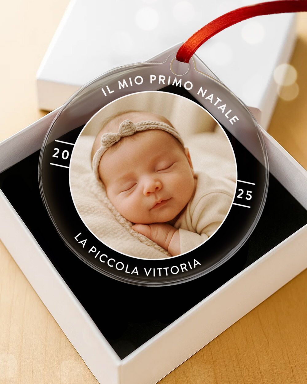 Pallina Personalizzata Foto Dedica Decorazione Natale Fiocco06 1