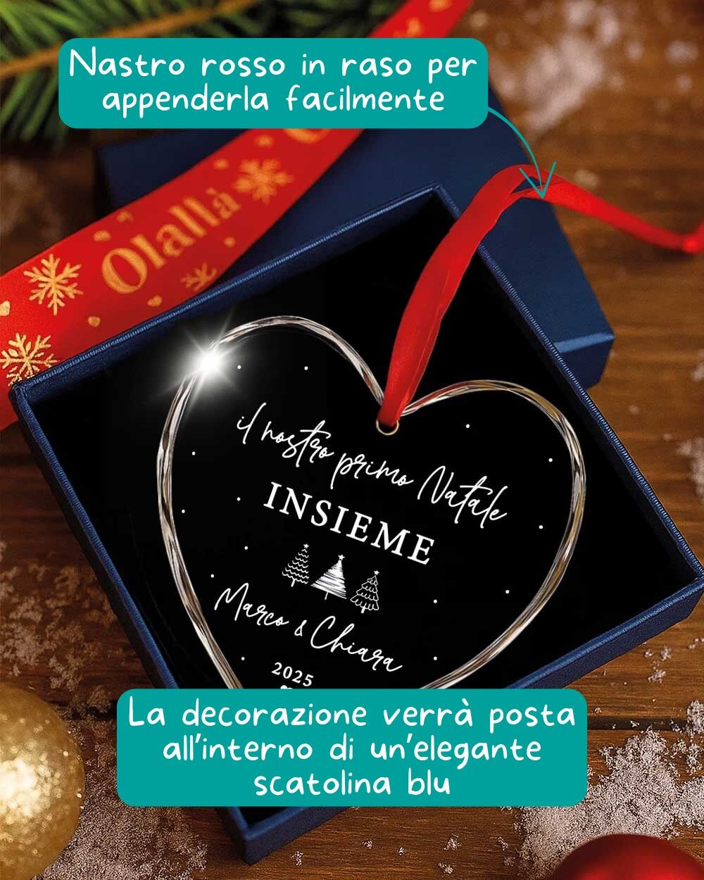 Pallina Cristallo Personalizzata Primo Natale Insieme Idea Regalo Coppia 7