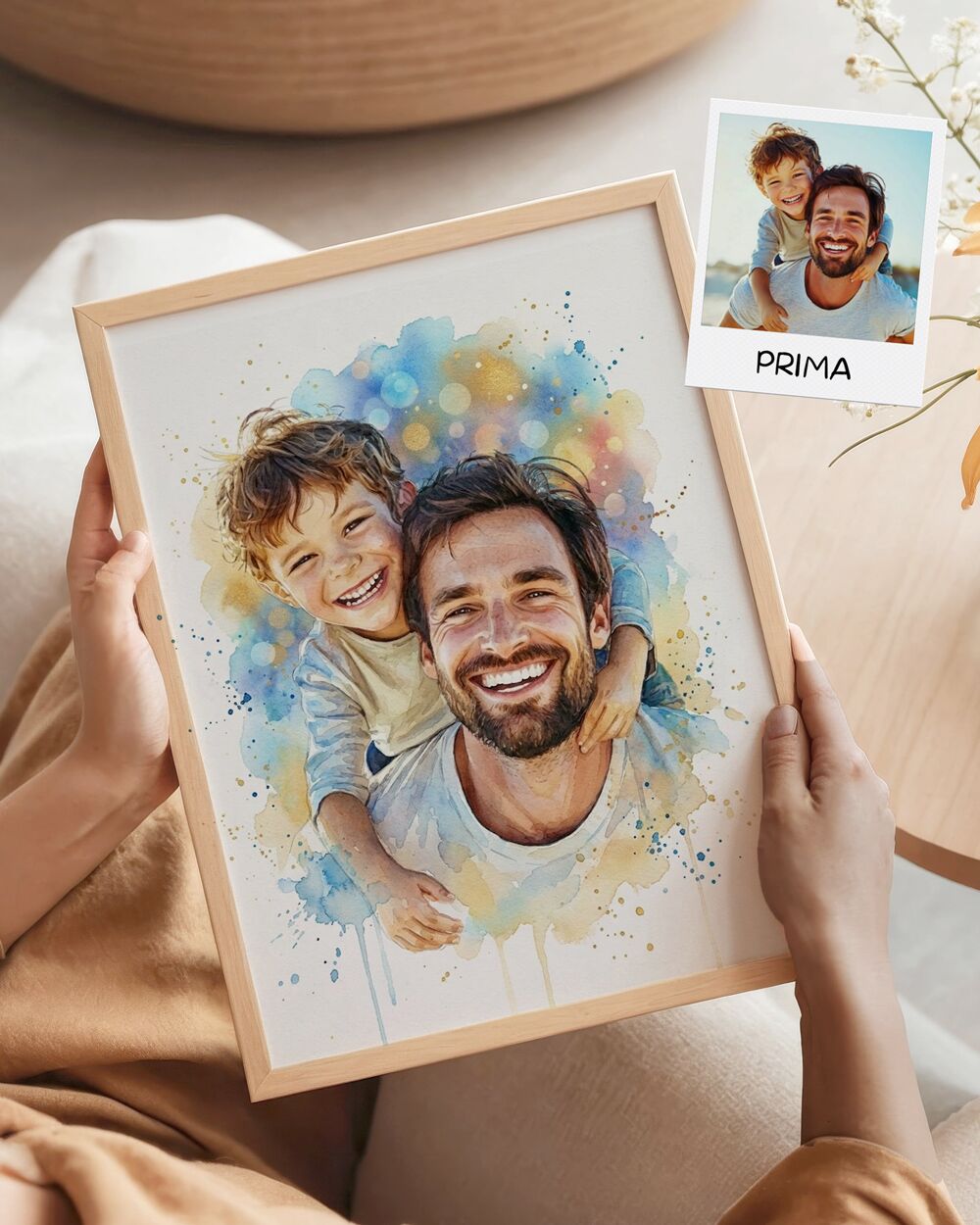 RITRATTO-acquerello-da-foto-personalizzato-papa-figlio3e