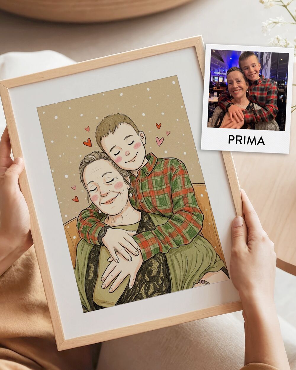 RITRATTO Illustrazione Dolce Nonna Nipote Su Misura0