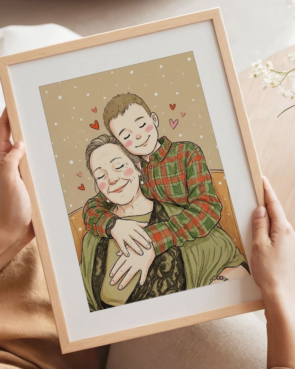 RITRATTO Illustrazione Dolce Nonna Nipote Su Misura9