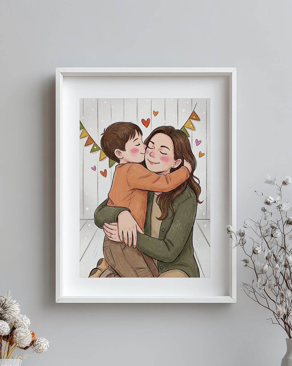 RITRATTO Illustrazione Mamma Bambino Personalizzata Libro Bambin4i